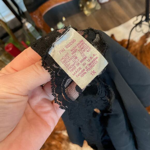 Vintage V-Neck Shiny Satin Lingerie Bodysuit lingerie plus Size 1X Black - Picture 4 of 5